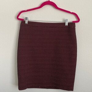 Ann Taylor Loft Womens Black & Pink Polka Dot Casual Stretch Knit Retro Skirt 4